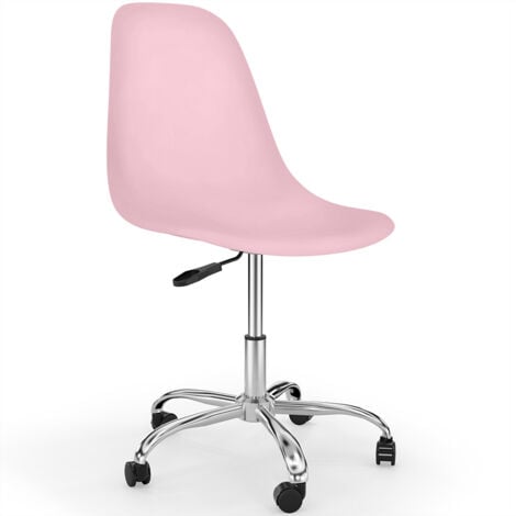 Sedia da ufficio con rotelle - Sedia girevole da scrivania - Denisse Pastel  pink - Acciaio, PP, Nylon