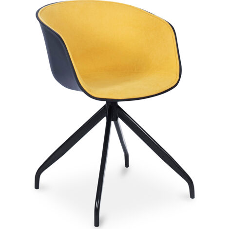 Sedia da ufficio con braccioli - Sedia da scrivania di design nera - Jodie Giallo