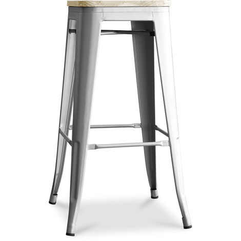 Sgabello da bar - Design industriale - Acciaio e legno - 76cm - Stylix  Acciaio - Legno, Acciaio