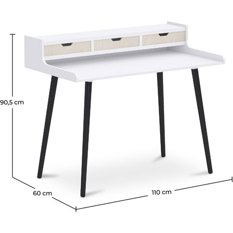 Set Scrivania in Legno - Stile Scandinavo - Thora + Sedia da Pranzo - Stile  Scandinavo - Denisse Grigio chiaro 