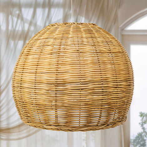 Lampada Pendente In Vimini BarcelonaLED - Design Asiatico Vintage, E27, Regolabile, Per Interni