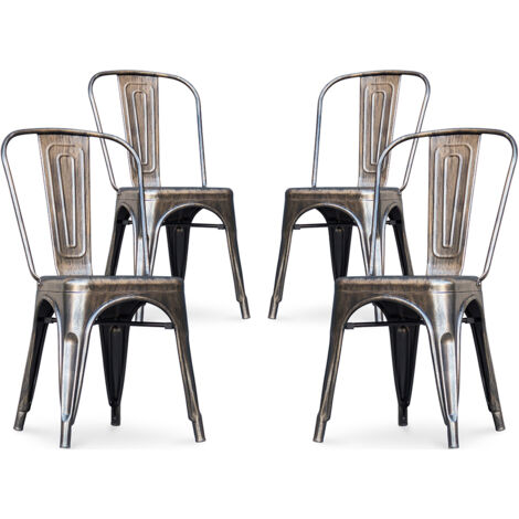 Confezione di 4 sedie da pranzo - Design industriale - Nuova edizione- Stylix Bronze metallizzato (1/4)
