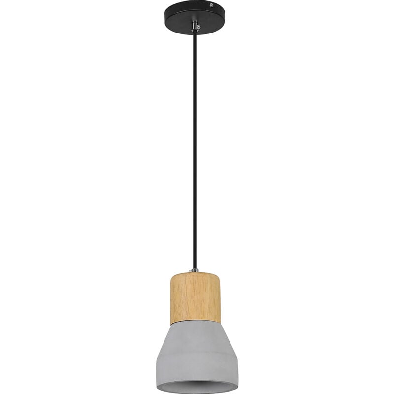 Holz- und Betondeckenlampe - Pendelleuchte im skandinavischen Design -  Minnie Natural wood - Beton, Holz