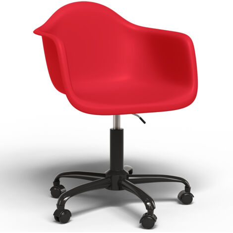 Bürostuhl mit Armlehnen - Drehstuhl mit Rollen - Weston Schwarz Gestell Rot (1/5)
