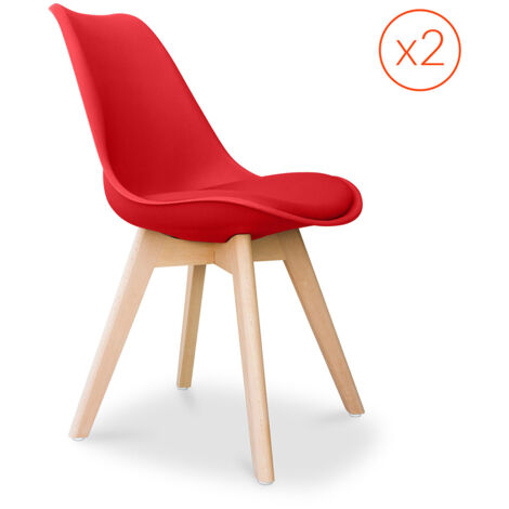 Lot von 2 Denisse stühle mit Kissen Skandinavisches design - Kunststoff Rot (1/5)