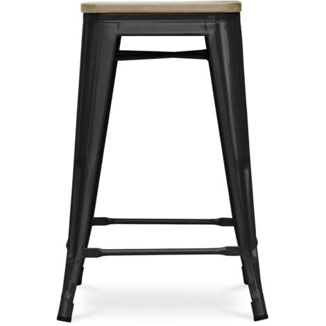 Barhocker im Industriedesign - Holz & Stahl - 61cm - Stylix Hellgrau