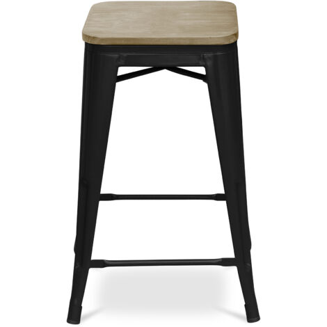 Barhocker im Industriedesign - Holz & Stahl - 61cm - Stylix Hellgrau