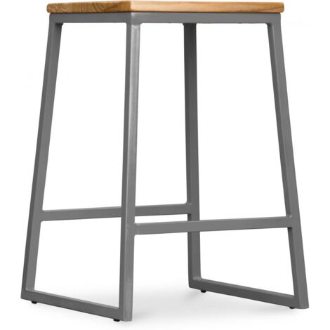 Barhocker im Industriedesign - Holz & Metall - 60cm - Big Boy Dunkelgrau