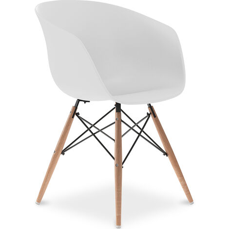 en.casa 6x Design Stühle Weiß/Schwarz Esszimmer Stuhl Kunststoff Skandinavisch 