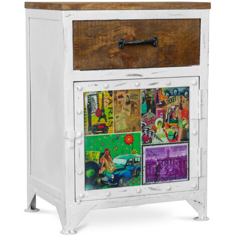 Grange&Co nachttische isen und holz Weiß Eisen, Holz, Metall, Holz – Weiß