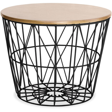 Runder Beistelltisch - Industriedesign - Holz und Metall - Basker Light blue