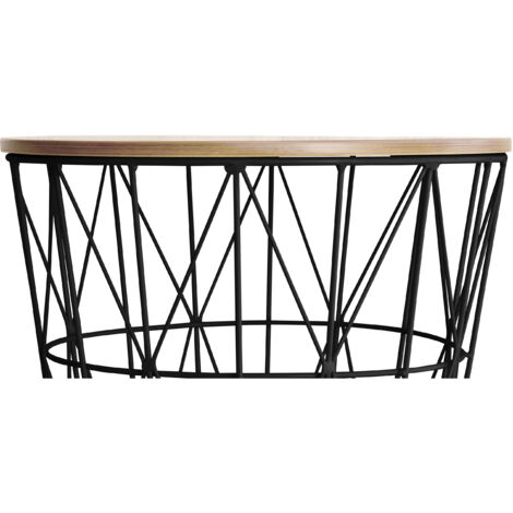 Runder Beistelltisch - Industriedesign - Holz und Metall - Basker Light blue