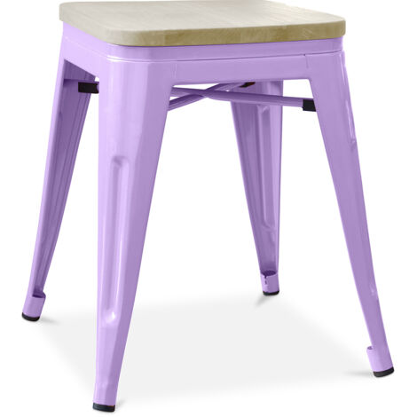 Hocker im Industriedesign - Holz & Metall - 45cm - Stylix Pastellpurpur (1/5)