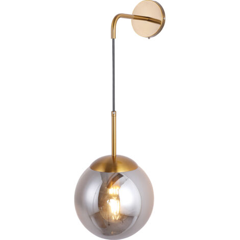 Wandleuchte - Glaskugel - Cali Grau transparent