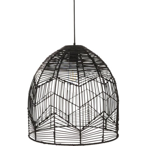 Schwarze Rattan-Deckenlampe - Boho-Bali-Design-Pendelleuchte - Le Schwarz