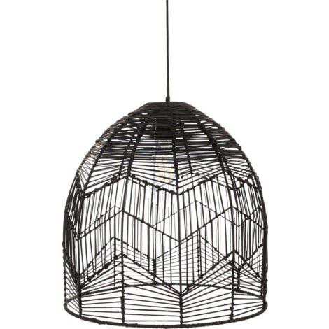 Schwarze Rattan-Deckenlampe - Boho-Bali-Design-Pendelleuchte - Le Schwarz