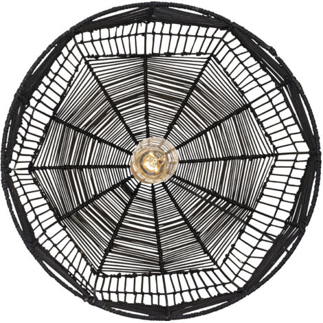 Schwarze Rattan-Deckenlampe - Boho-Bali-Design-Pendelleuchte - Le Schwarz