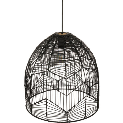 Schwarze Rattan-Deckenlampe - Boho-Bali-Design-Pendelleuchte - Le Schwarz