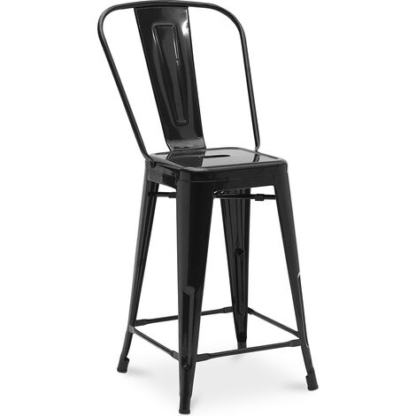 Barhocker mit Rückenlehne - Industriedesign - 60cm - New Edition - Stylix Schwarz