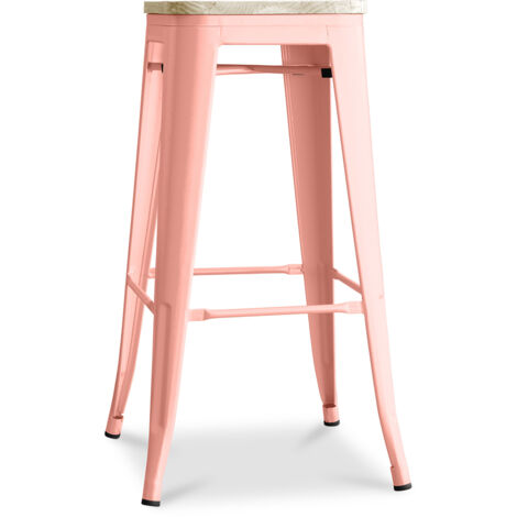 Barhocker - Industriedesign - Holz & Stahl - 76cm - Neuauflage - Stylix Pastellorange