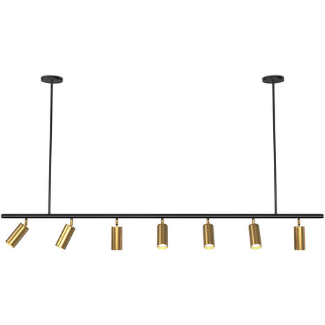 Hängelampe – Schiene mit 7 einstellbaren goldfarbenen Spots – 140 cm