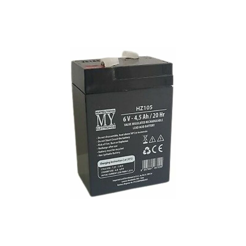 Batteria Ricaricabile al Piombo 6V 4.5A 20Hr - Matsuyama My Electronics