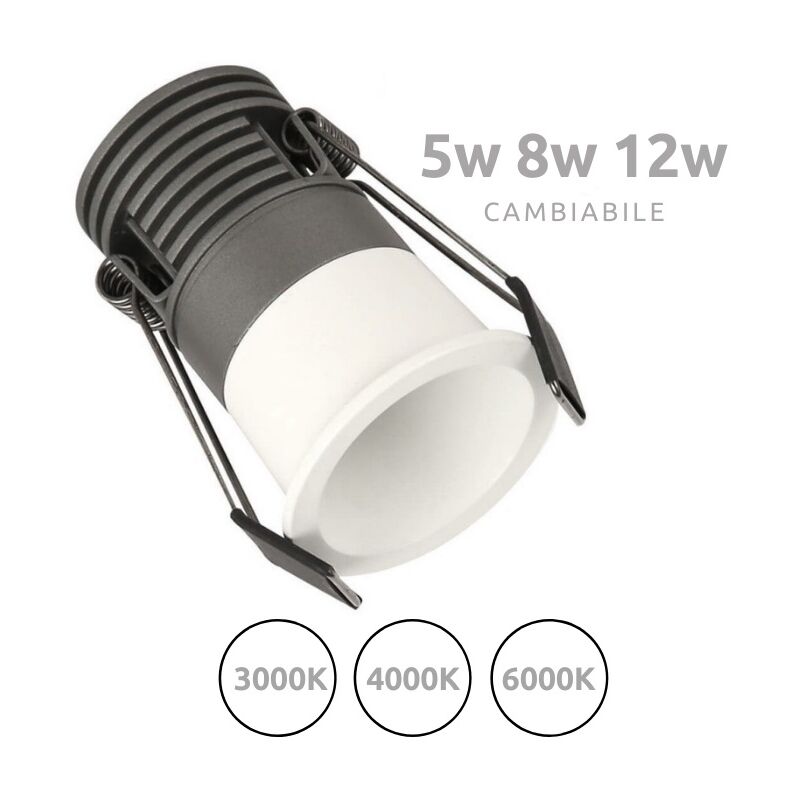 Faretto da incasso mini LED 5W CCT Bridgelux 40° UGR11 575Lm Colore bianco