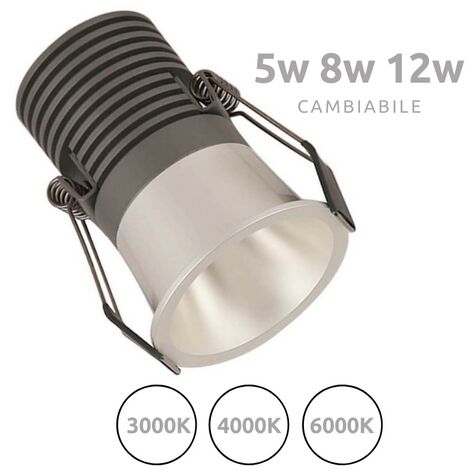 Faretto LED da Incasso 5w/8w/12w 3000k 4000k 6000k in 1 - Silver 40° CCT