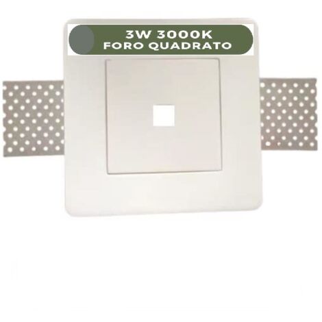 Faretto in Gesso LED 3w 3000k 120mm - Foro Quadrato Luce Calda - Mondo LED