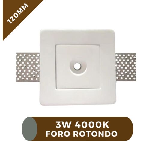 Faretto in Gesso LED 3w 4000k 120mm - Foro Rotondo Luce Naturale - Mondo LED