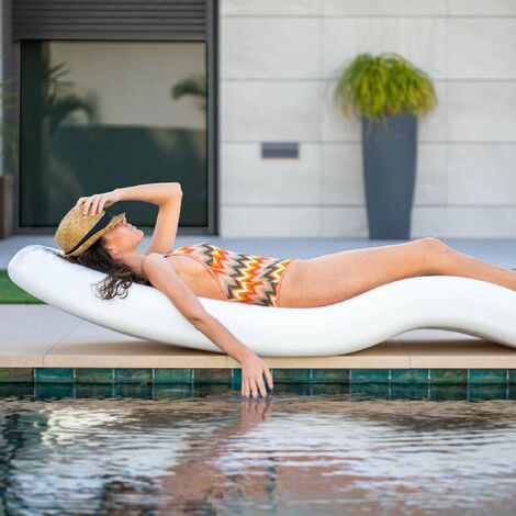 Chaise longue d'extérieur MOOVERE pour jardin piscine hôtel club de plage  blanche