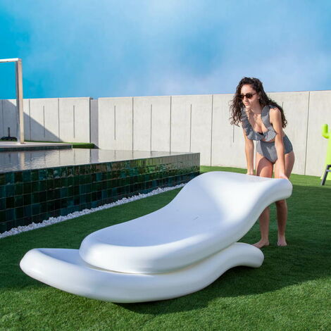 Chaise longue d'extérieur MOOVERE pour jardin piscine hôtel club de plage blanche