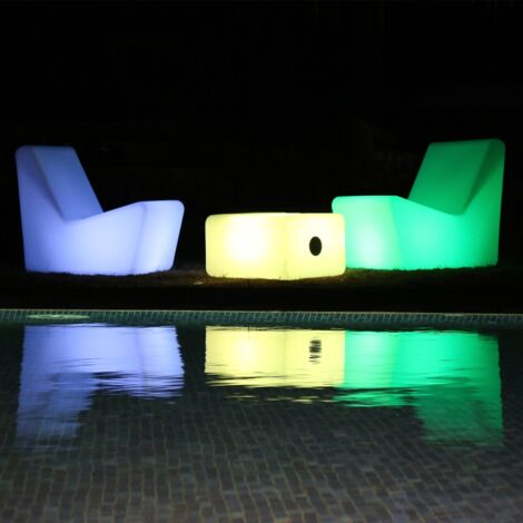 Fauteuil lumineux d'extérieur MOOVERE H66cm Solaire+Batterie rechargeable LED/RGB