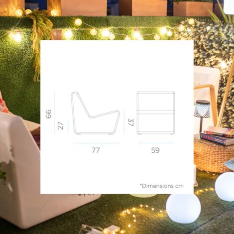 Fauteuil lumineux d'extérieur MOOVERE H66cm Solaire+Batterie rechargeable LED/RGB