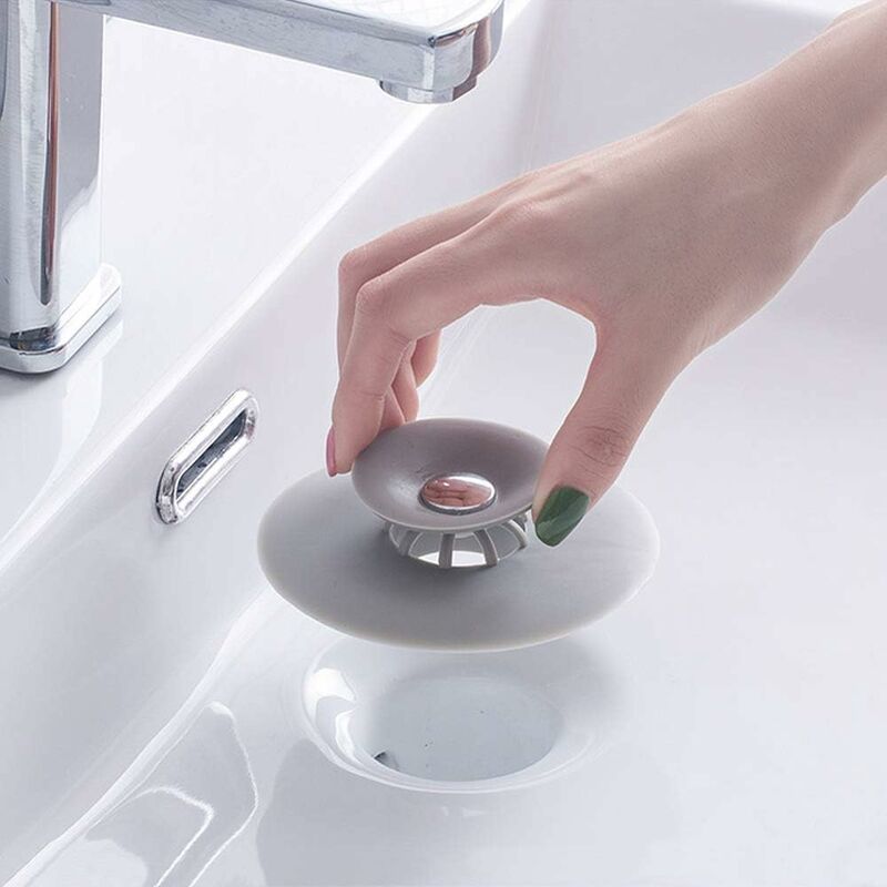 4Pcs Grau Badewannen Stöpsel Waschbecken Silikon Abfluss Küche Wasser Stopfen 