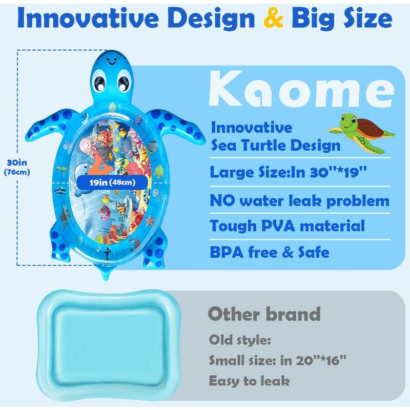 Baby Wasserspielmatte BPA-frei Kaome Große Spielzeug 3 6 9 Monate Aufblasbare