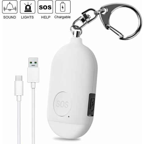 130 dB Safesound Personal Alarm mit Wiederaufladbarer Taschenalarm Weiß 