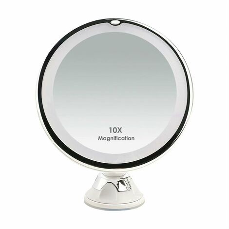 Badezimmer 20,3 cm Kosmetikspiegel mit Beleuchtung tragbar Reisen LED-Beleuchtung 10-fache Vergrößerung für Zuhause Dusche