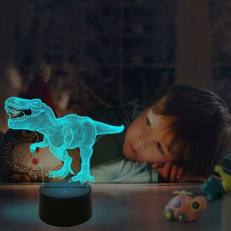 Jahre Parsion 3D Nachtlicht Illusion Dinosaurier 16 Farben mit Fernbedienung Ändern Tragbare USB-Aufladung oder Batterie LED Nachtlampe Geschenke für Kinder Jungen 3 4 5 