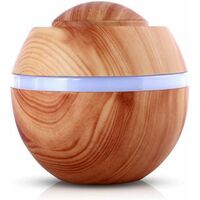 500ML Mini Luftbefeuchter Ultraschall Diffusor Holzmaserung Aromatherapieöle Luftbefeuchter Aroma Lampe LED mit 7 Farben Free SPA für Yoga Schlafzimmer Büro