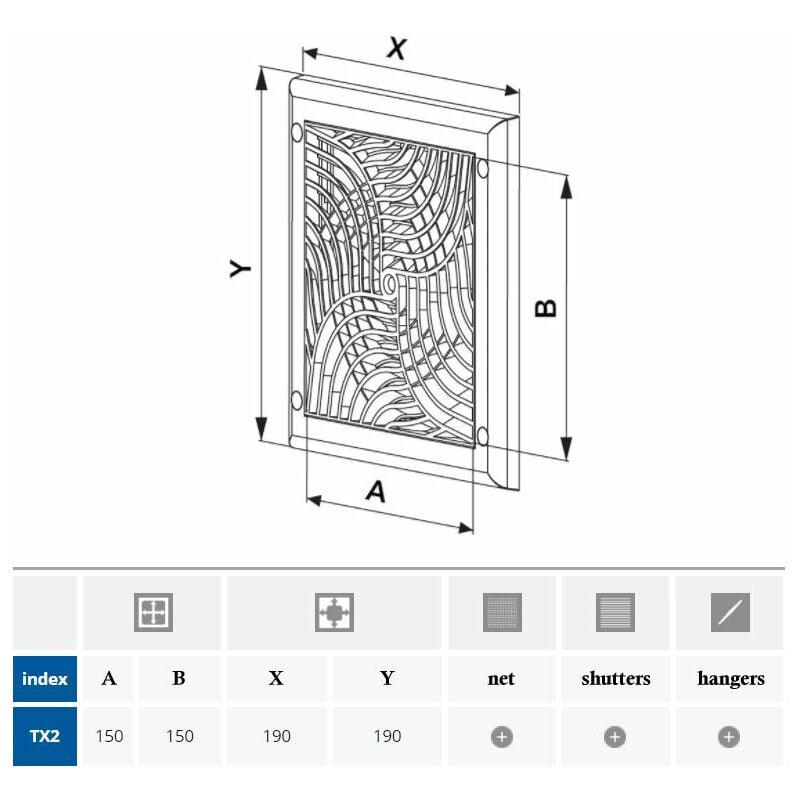 Grille de ventilation rectangulaire en inox - 350 x 130 mm