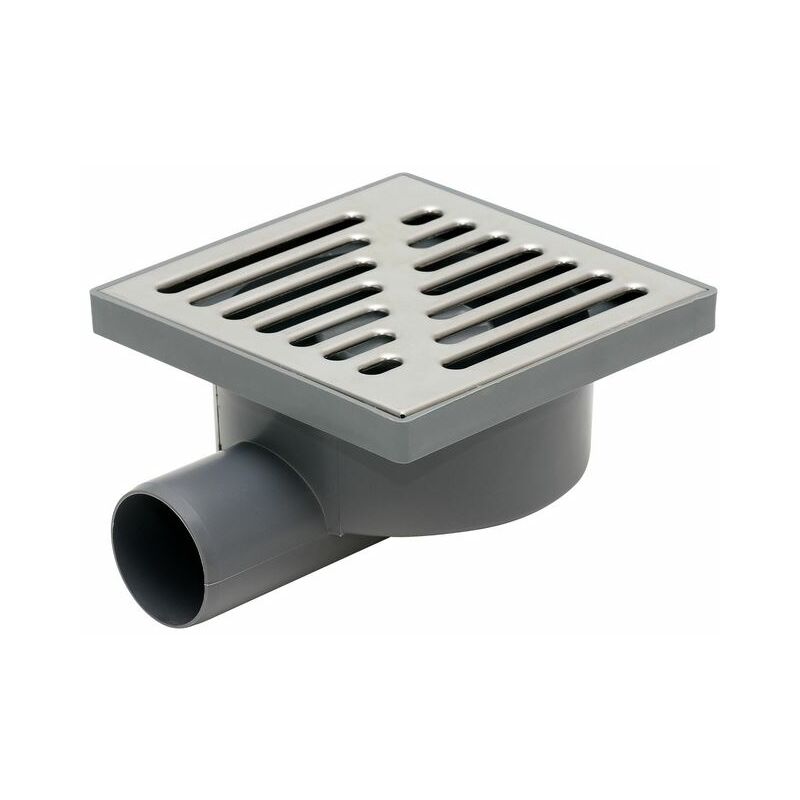 Siphon de sol avec grille en inox – 150x150/50 mm - sortie