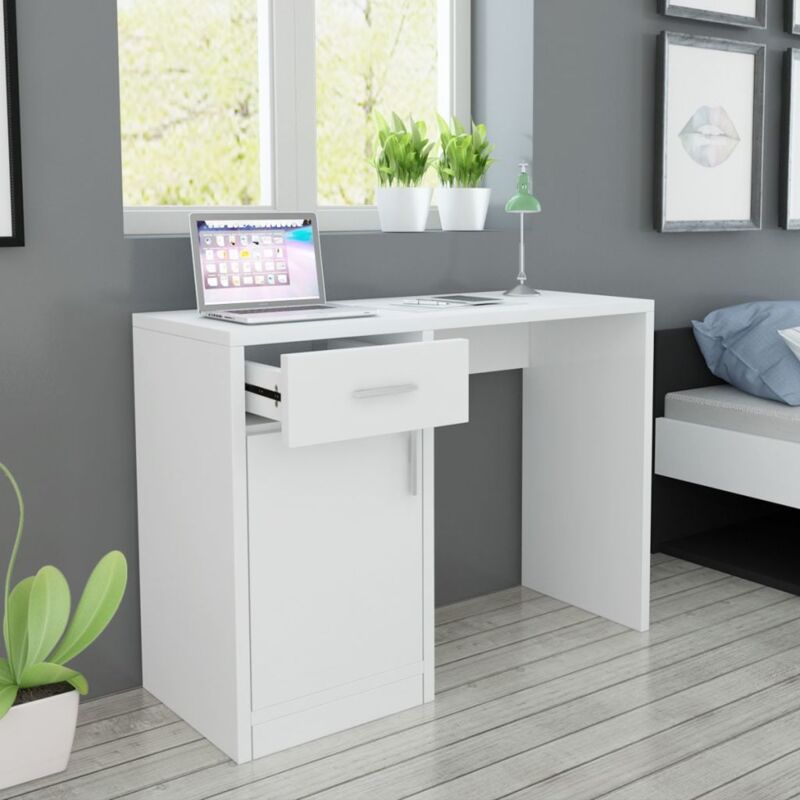 Topdeal - Desk With Drawer And Cabinet White 100x40x73 cm VDTD09624