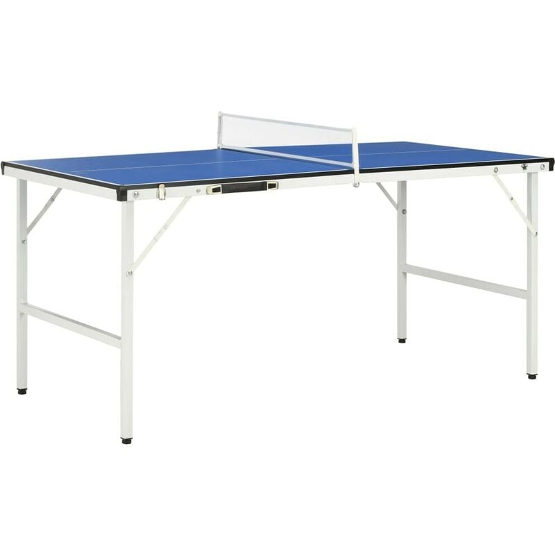 Tennis Table Ping Pong Storage Foldable Mini with Net Steel 183cm Indoor,  Blue