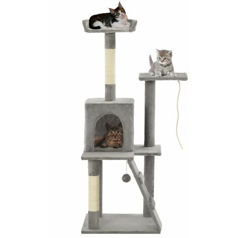 Topdeal Cat Tree with Sisal Scratching Posts 120 cm Grey VDTD07146