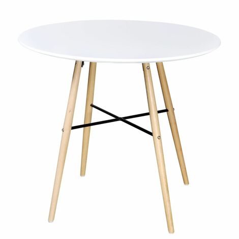Topdeal Dining Table MDF Round White VDTD08677