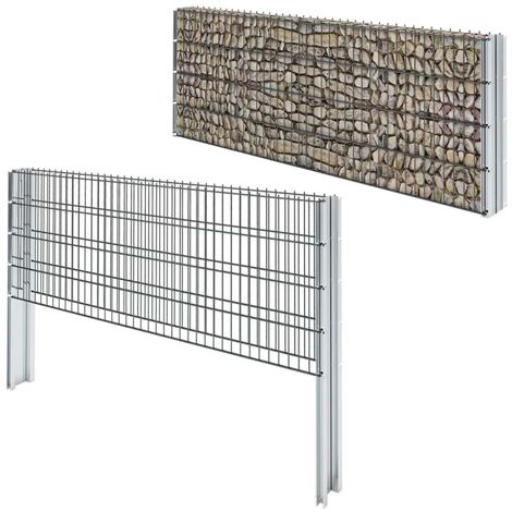 Topdeal 2D Gabion Fence Galvanised Steel 2008x830 mm 2 m Grey VDTD17431