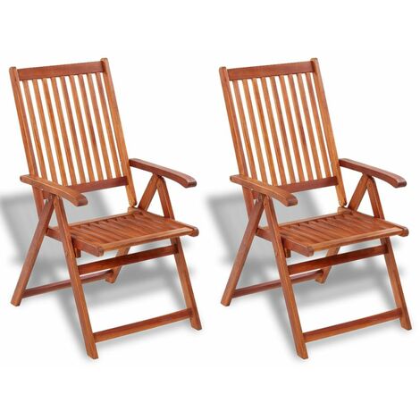 Topdeal Folding Garden Chairs 2 pcs Solid Acacia Wood Brown VDTD26706