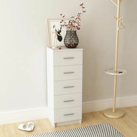 Topdeal Tall Chest of Drawers Chipboard 41x35x108 cm White VDTD10912