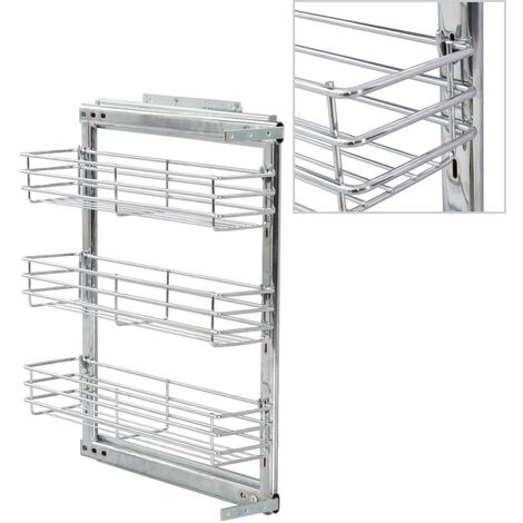 Topdeal 3-Tier Pull-out Kitchen Wire Basket Silver 47x15x56 cm VDTD30786